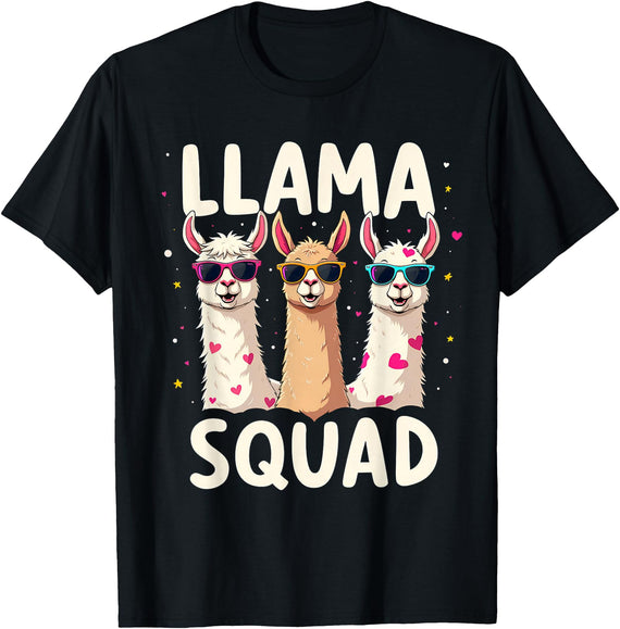 Funny Llama Alpaca Animal Lover Gifts Clothing Llama Squad T-Shirt - Black