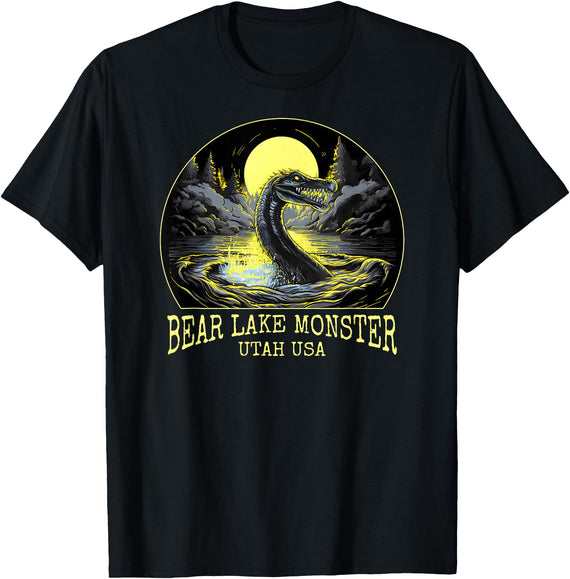 FunWearVm The Bear Lake Monster Cryptid Utah USA Cryptozoology T-Shirt - Black