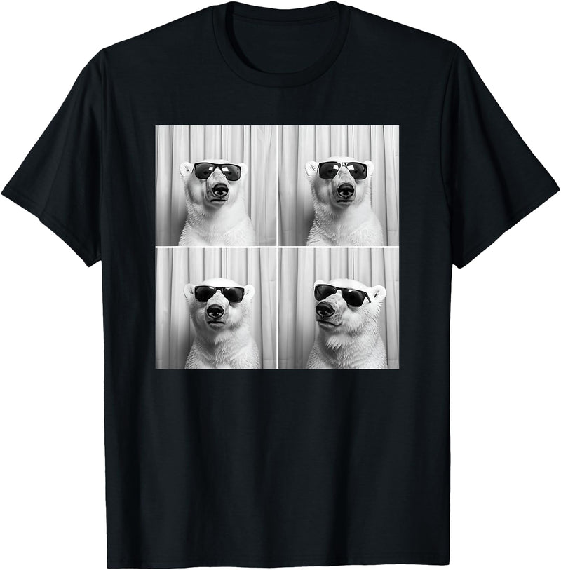 Arctic Polar Bear Face Photography Men Women Kids Cool Polar Bear With Sunglasses Funny Zoo Animal Selfie T-Shirt - Black