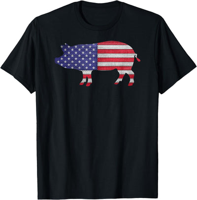 Patriotic Pig American Flag Vintage Funny Gift T-Shirt