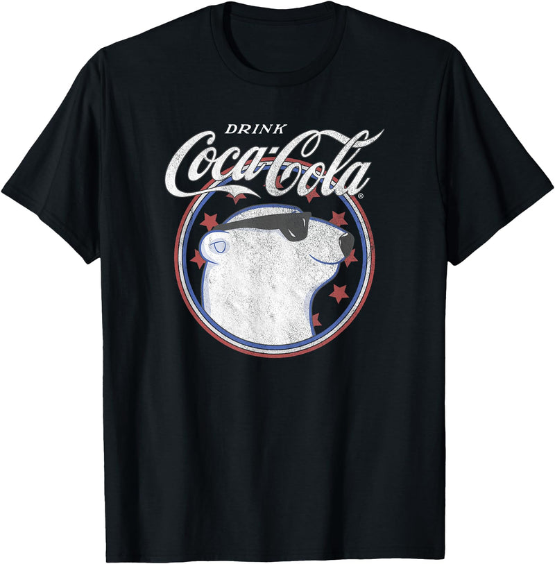 Coca-Cola Fourth of July Drink Cool Polar Bear T-Shirt - Black
