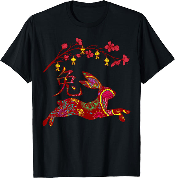2023 Year of Rabbit Chinese Zodiac T-Shirt in Black