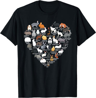 Rabbit Breeds Heart Chart T-Shirt