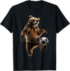 Animal Soccer Design Bear Soccer T-Shirt - Black