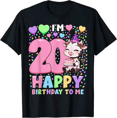 Farm Animal Cow Birthday Girls 20th Birthday Cow T-Shirt