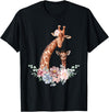 Funny Giraffe Shirts Giraffes Flowers - Giraffe Lover Zoo Animal Wildlife T-Shirt - Black