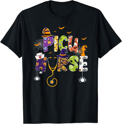 PICU Nurse Halloween Gifts - Inspyrmyn Cute Halloween PICU Nurse Boo Boo Crew Ghost Spooky Team T-Shirt