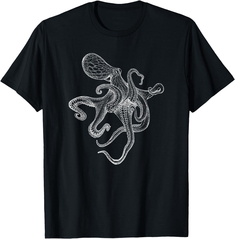 Threadrock Octopus Ocean Marine Fish Lover T-Shirt - Black