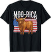 Funny Scottish Highland Cow 4th of July Scottish Highland Cow 4th of July Independence Day Moo-rica T-Shirt - Black