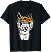 Funny Llama Alpaca Animal Lover Women's Floral Llama Alpaca Funny Graphics T-Shirt - Black