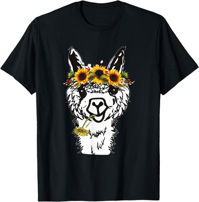 Funny Llama Alpaca Animal Lover Women's Floral Llama Alpaca Funny Graphics T-Shirt