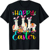 Happy Easter Three Llama Wearing Bunny Ear Happy Easter Llama Lover Three Llama Wearing Bunny Ear T-Shirt - Black