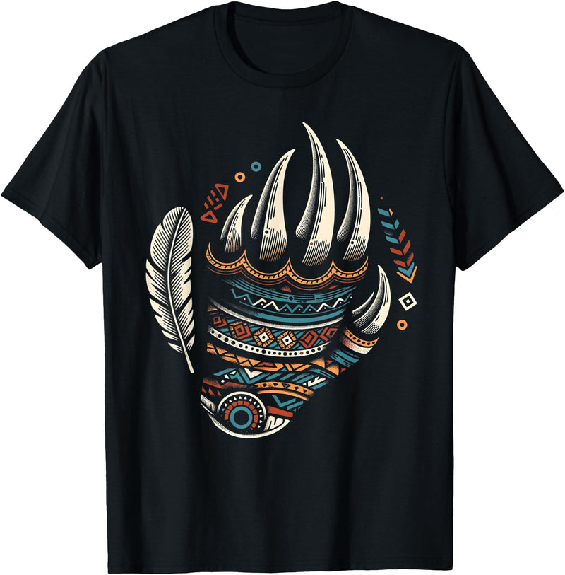Native Indians Indigenous Bear Paw Clothing Men Native Heritage Month Proud Native American Bear Claws T-Shirt - Black