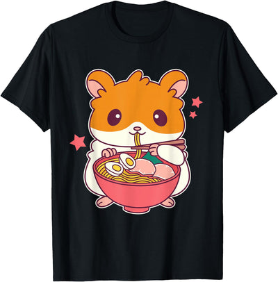 Cute Hamster Eating Ramen Hamster Lovers T-Shirt