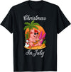 Cute Funny Pig Christmas Xmas Summer Vacation Gift Christmas In July Cute Pig Funny Summer Vacation Beach Vibes T-Shirt - Black