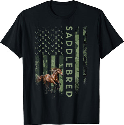 American Saddlebred Horse, Horseback Riding Flag USA Camouflage American Saddlebred Horse, Horseback Riding T-Shirt