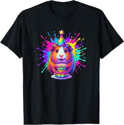 Happy Birthday Guinea Pig Rainbow Cake Party Hat T-Shirt