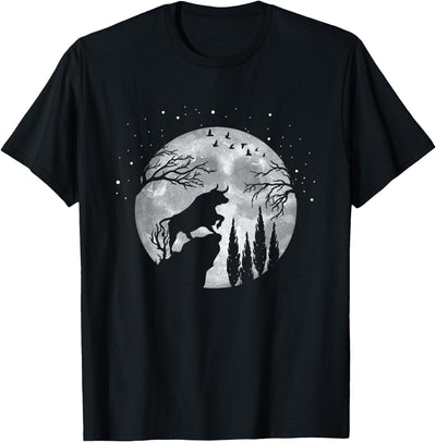 Bull Beef Cow Hutch Farm Animal Lovers Full Moon Bull T-Shirt