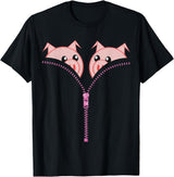 Pigs Boobs T-Shirt Funny Womens Christmas Tee Gift 2019 Pig - Black
