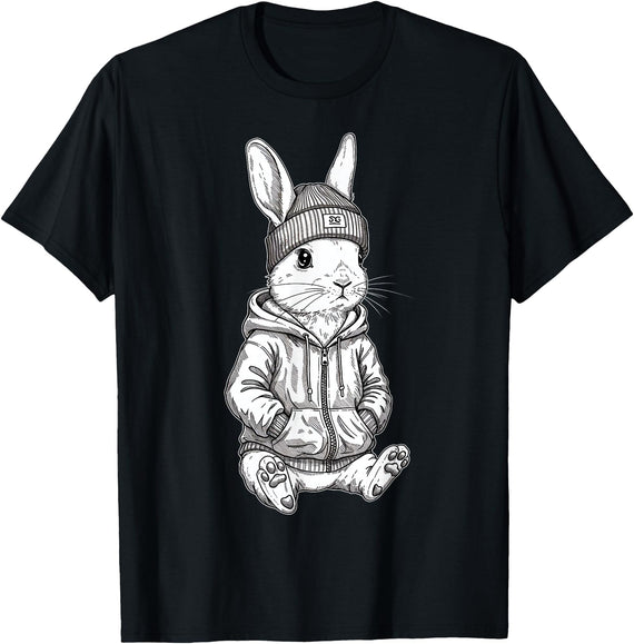 Urban Streetwear Bunny – Cool Hipster Rabbit Design Hoodie in Black