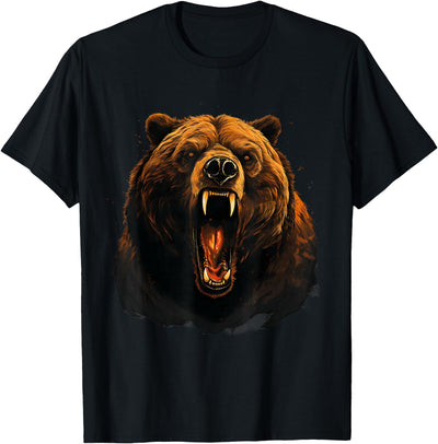 Bear Portrait Art Work Wildlife Animal Lovers Forest Motif T-Shirt