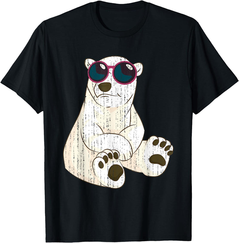 Arctic Animal Polar Bear Gifts Funny Sunglasses Cool Animal Arctic Polar Bear T-Shirt - Black