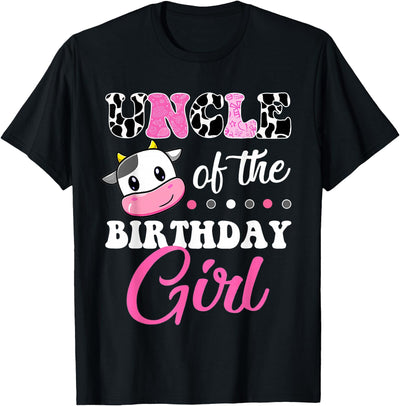 Uncle of the Birthday Girl Family Matching Farm Cow T-Shirt