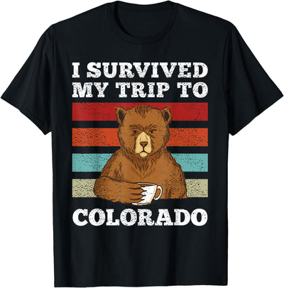 I Survived My Trip To Colorado Vintage Tired Bear Coffee T-Shirt
