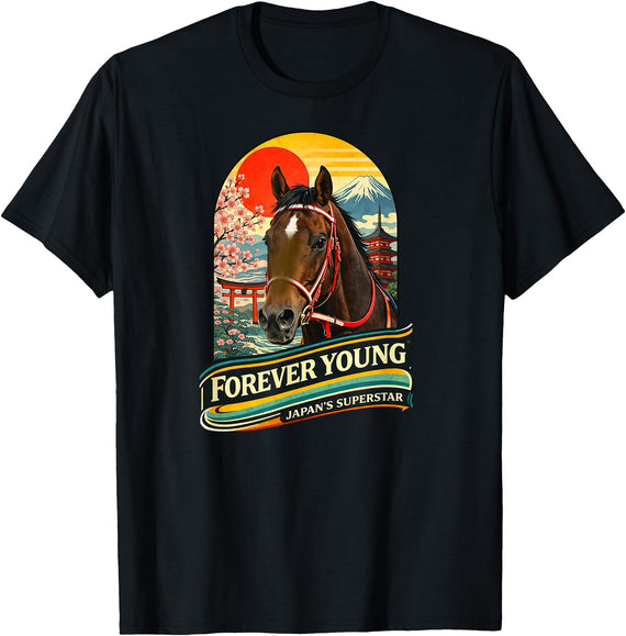 Legends Of Racing Ltd. Forever Young Horse, Horse Racing, Del Mar, Santa Anita T-Shirt - Black
