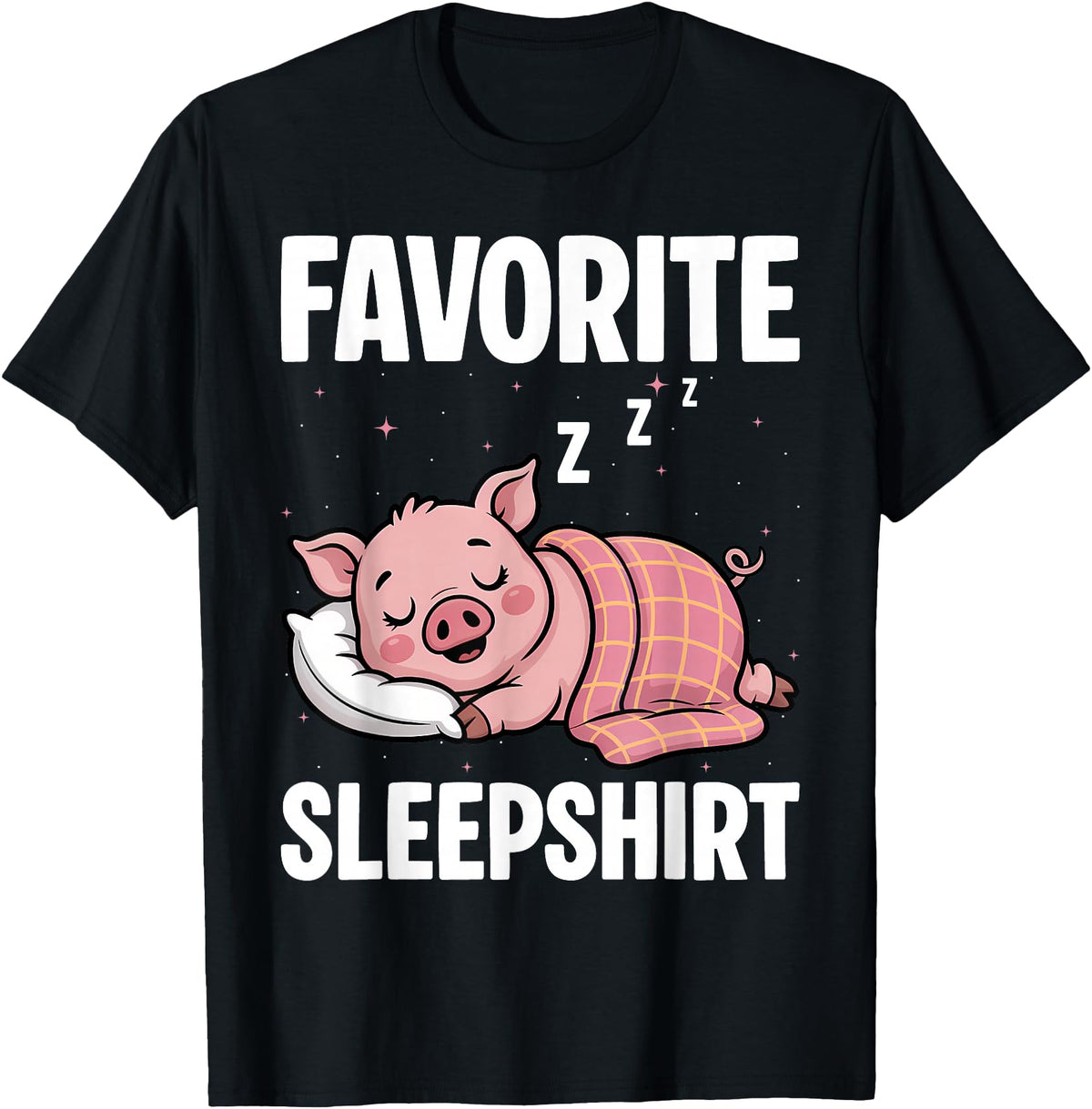 Pig Lover Gift Co. Favorite Sleep, Napping Pig, Piglet & Piggy Pajama T-Shirt - Black
