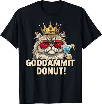 Retro Funny Goddammit Donut Princess Cat Tee Donut Princess Cat Meme – Kawaii Funny Cartoon Style T-Shirt