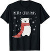 Christmas Holiday X-Mas New Year 2020 Party Gifts Cute Polar Bear Scarf Merry Christmas Xmas Holidays Gift Tee T-Shirt - Black