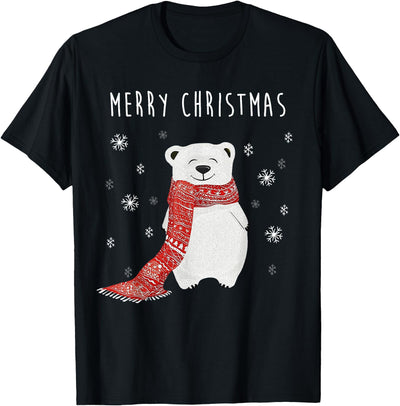Cute Polar Bear Scarf Merry Christmas Xmas Holidays Gift T-Shirt