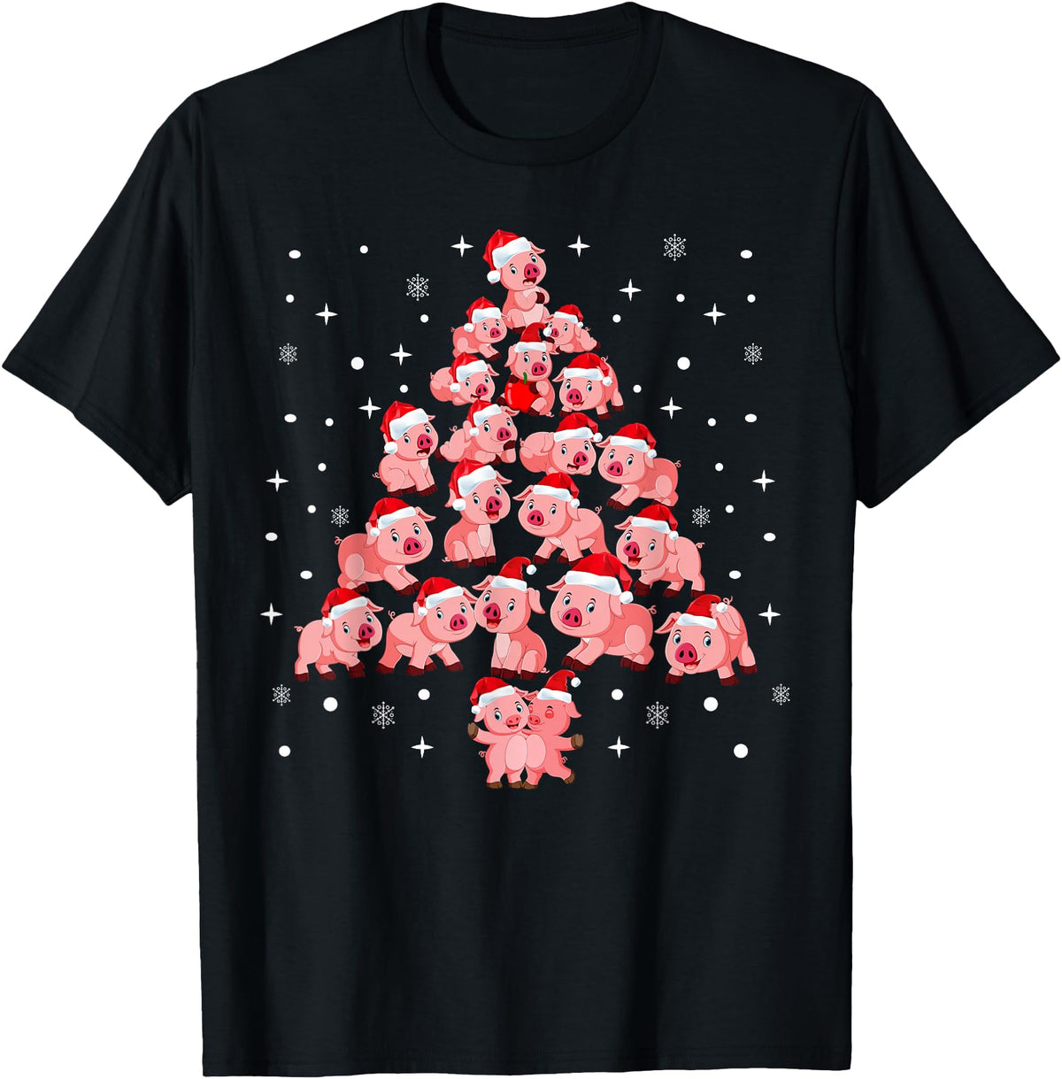 Pig Christmas Tree Funny Xmas Gifts Apparel Pig Christmas Tree Funny Pig Lover Gift Idea for Xmas Tree T-Shirt - Black