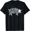 BBQ T-Shirts: Pig Cuts Barbecue and Grilling T-Shirt T-Shirt - Black