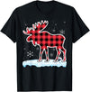 Moose Buffalo Lover Gift Co. Moose Red Buffalo Plaid Matching Pajama Family T-Shirt - Black