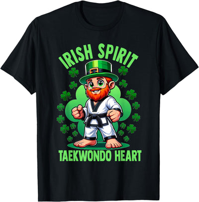 Cow Patricks Day Martial Arts Irish Spirit Taekwondo Heart T-Shirt