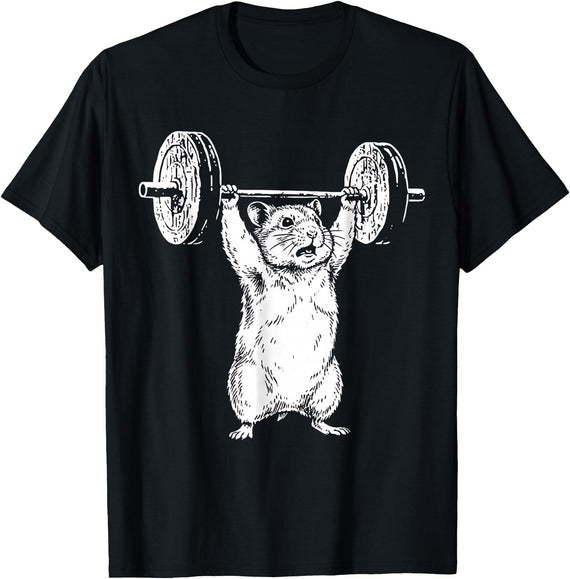 Vintage Rat Retro Weight Lifting Gym Hamster Deadlift Funny T-Shirt - Black