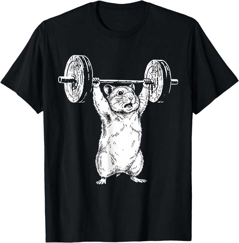 Vintage Rat Retro Weight Lifting Gym Hamster Deadlift Funny T-Shirt - Black