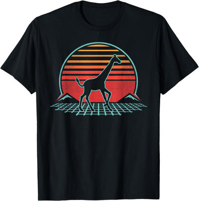 Giraffe Lover Animal Retro Vintage 80s Style T-Shirt