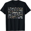 100 Types Of Fish Species Tee 100 Types of Freshwater Fish Species Fishing T-Shirt - Black