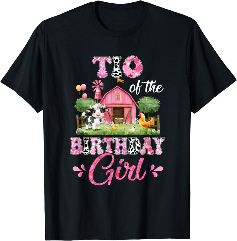 Cow First Birthday Girl Family Tio Of The Birthday Girl 1st Birthday Cow Farm Family T-Shirt - Black