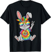 Hippie Tie Dye Rabbit Peace Sign T-Shirt in Black