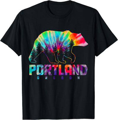 Portland Oregon Tie Dye Bear Pride Outdoor Vintage PNW T-Shirt