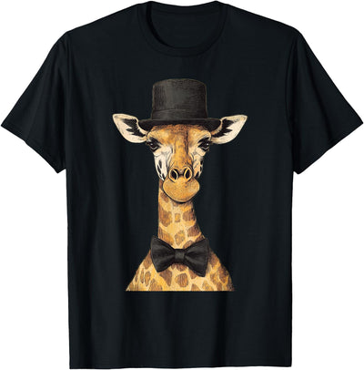 Giraffe Wearing A Hat And Bowtie T-Shirt