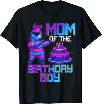 Llama Pinata Birthday Family Bday Party Decoration Mom of Birthday Boy Llama Pinata Party Family Matching T-Shirt