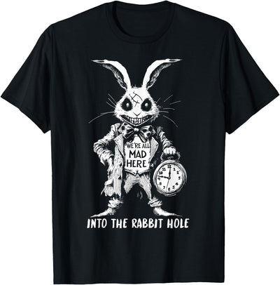 We're All Mad Here Creepy White Rabbit T-Shirt