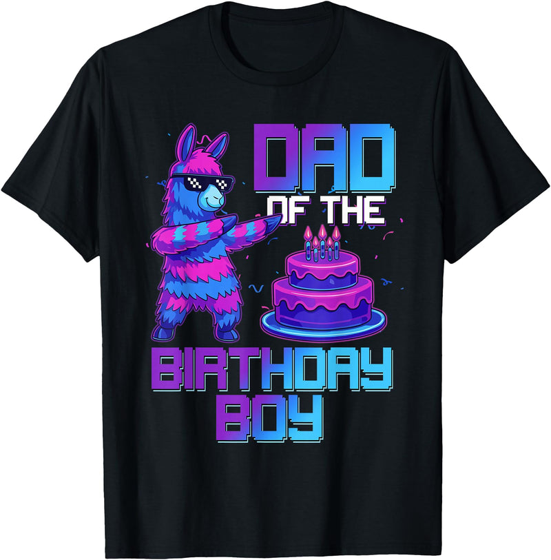 Llama Pinata Birthday Family Bday Party Decoration Daddy of Birthday Boy Llama Pinata Party Family Matching T-Shirt - Black
