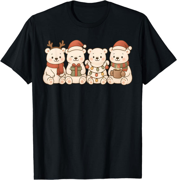 Christmas Holiday Co. Polar Bears Kids Boys Girls Christmas Polar Bears T-Shirt - Black