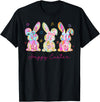 Funny Bunny Three Rabbits Eggs Happy Easter Tie Dye Trendy T-Shirt in Black